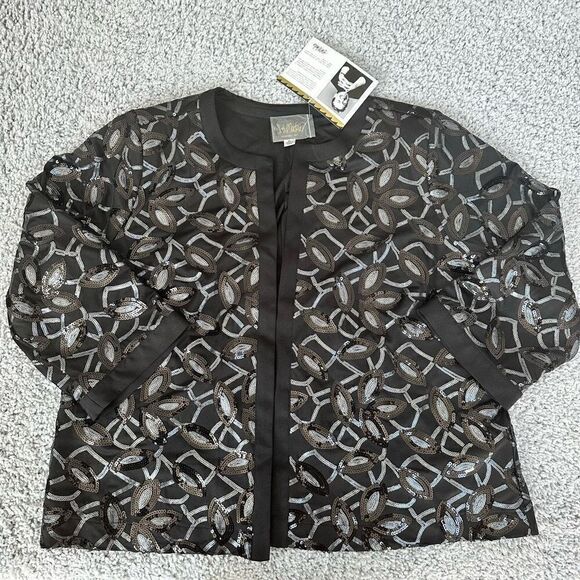 Bob Mackie Black Sequin Blazer, Size XL - Picture 1 of 6